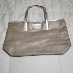 Michael Kors Large Cotton Tweed Tote Bag Silver Coted